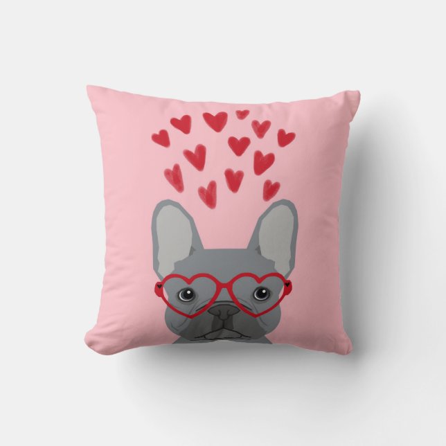 Français Bulldog Love Valentines Coussin (Recto)