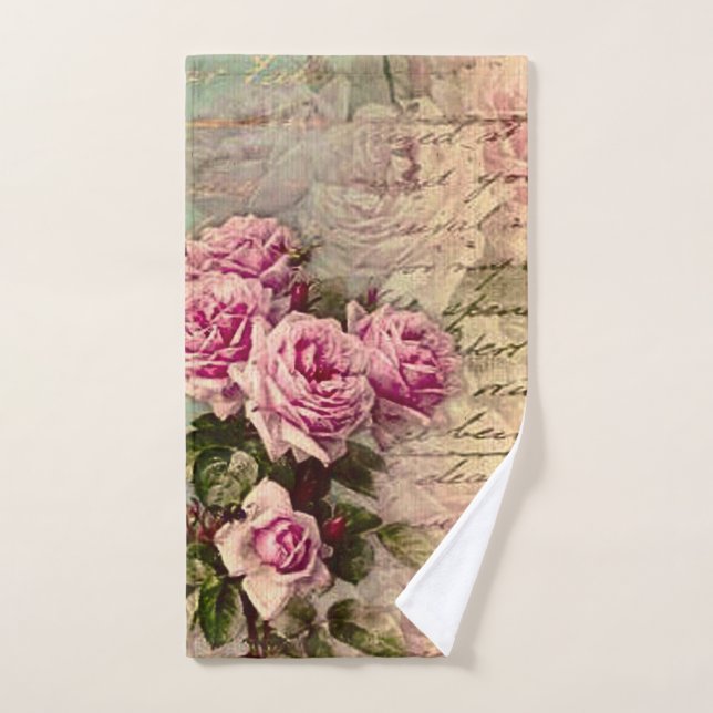francais chic, shabby chic, roses roses roses, flo (Serviette à main)