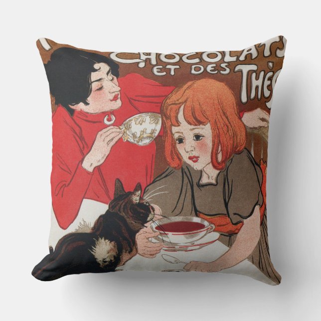 Francais de Chocolats French Chocolate Throw Pillow (Front)