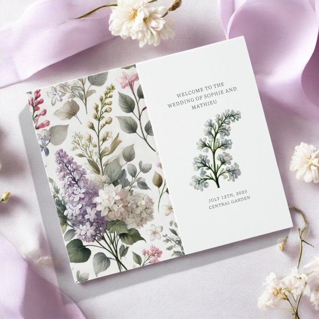 Français Lilac Aquarelle Florale Invitation au pri (Créateur téléchargé)