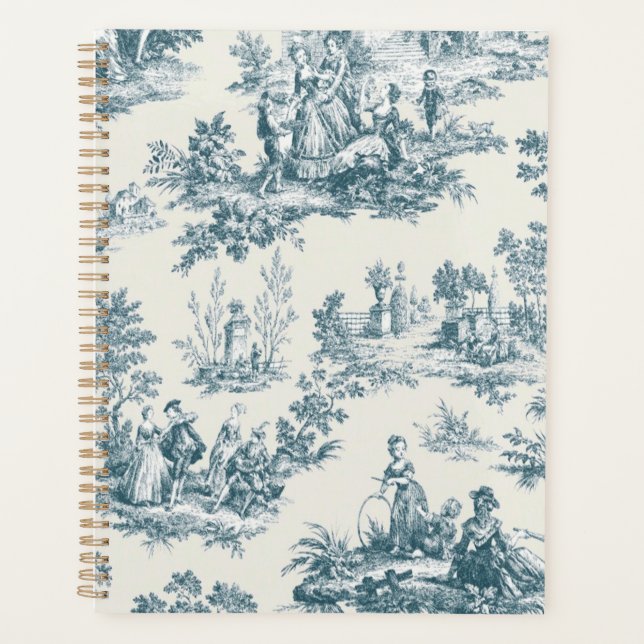 Français toile de jouy sage vert élégant (Devant)
