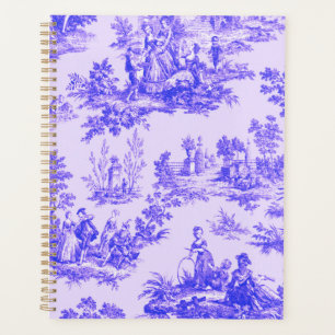 Française toile de jouy bleu et blanc élégant