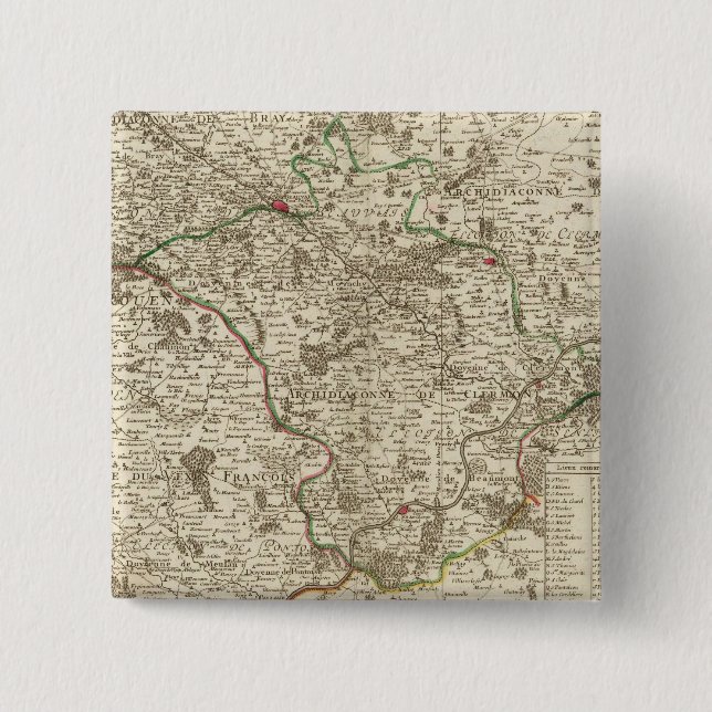 France 14 2 inch square button (Front)