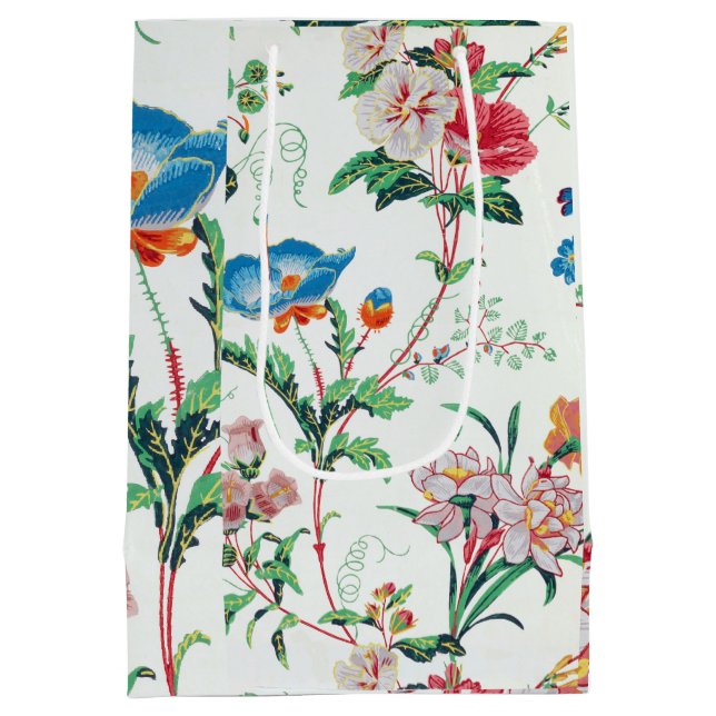 France 1830 Floral Antique Wallpaper Medium Gift Bag (Back)