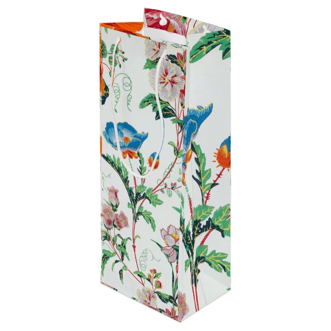 France 1830 Floral Antique Wallpaper Wine Gift Bag (Back Angled)