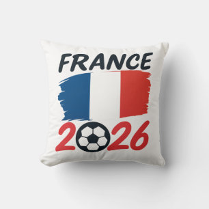 France 2026 Soccer Fan Design Flag Colors Throw Pillow