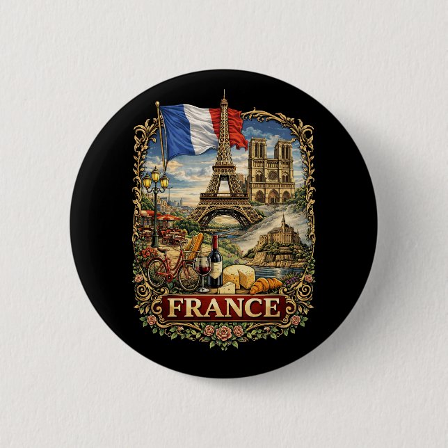 France 2 Inch Round Button (Front)