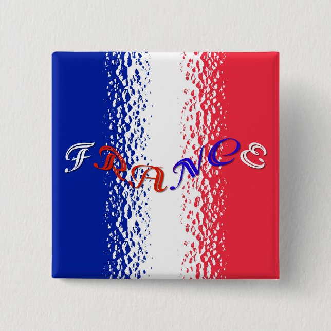 France 2 Inch Square Button (Front)