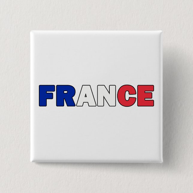 France 2 Inch Square Button (Front)