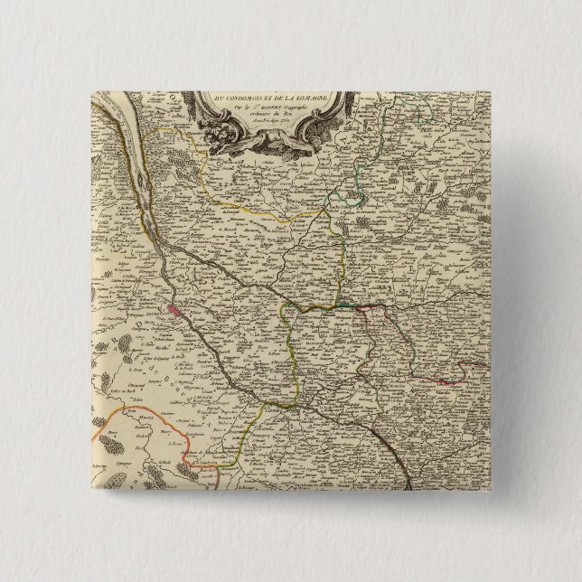 France 38 2 inch square button (Front)