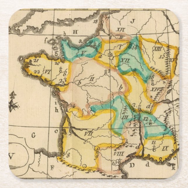 France 3 square paper coaster (Front)