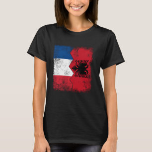 France Albania Flags  Half UK Albanian French Root T-Shirt