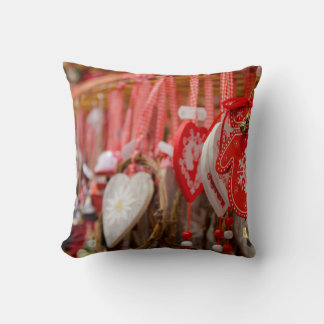 France, Alsace, Colmar. Christmas Market Throw Pillow