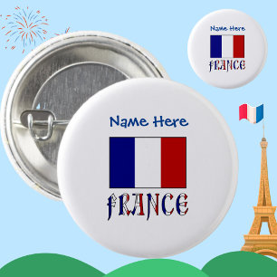 France and French Flag Blue Personalization 1 Inch Round Button