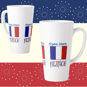 France and French Flag Blue Personalization Large Latte Mug