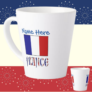 France and French Flag Blue Personalization Small Latte Mug