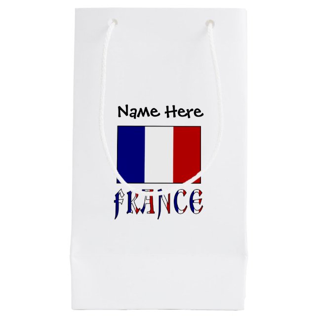 France and French Flag Personalized  Small Gift Bag (Front)