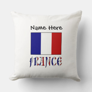 France and French Flag Personalized Throw Pillow