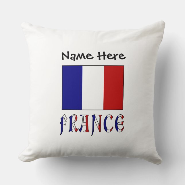France and French Flag Personalized  Throw Pillow (Front)