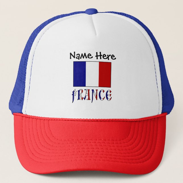 France and French Flag Personalized  Trucker Hat (Front)