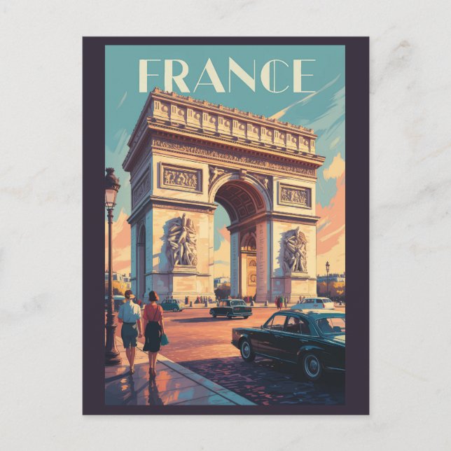 France Arc de Triomphe Travel Art Vintage Postcard (Front)