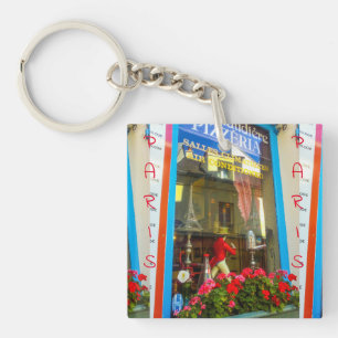 France Architecture Cityscape Street Restaurant Keychain