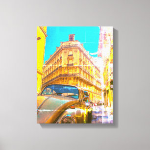 France Architecture French Street Old Car Paris Canvas Print