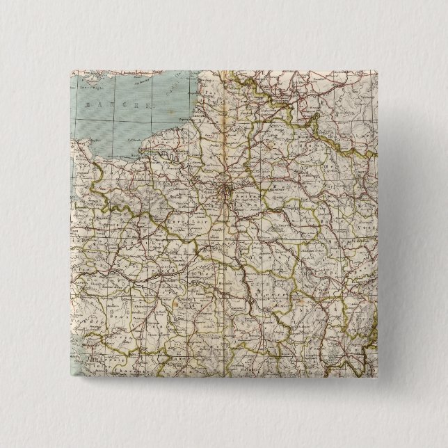 France Atlas Map 2 Inch Square Button (Front)