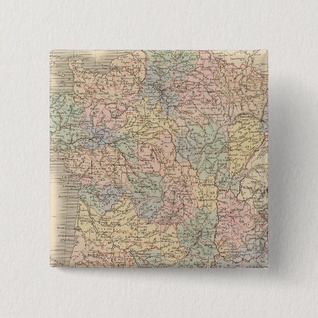 France Atlas Map 2 Inch Square Button (Front)