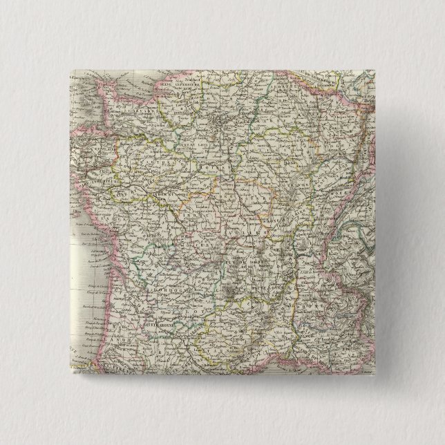 France Atlas Map 2 Inch Square Button (Front)
