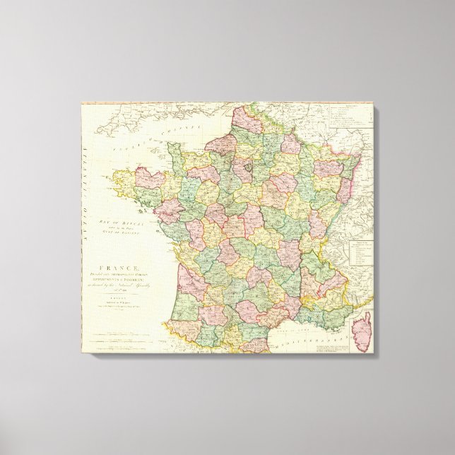 France Atlas Map with Bishops Canvas Print (Front)