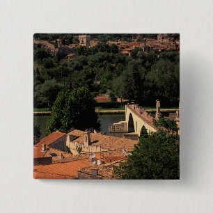 France, Avignon, Provence. Pont St, Benezet. 2 Inch Square Button