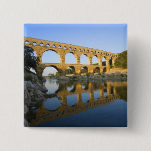 France, Avignon. The Pont du Gard Roman aqueduct 2 Inch Square Button