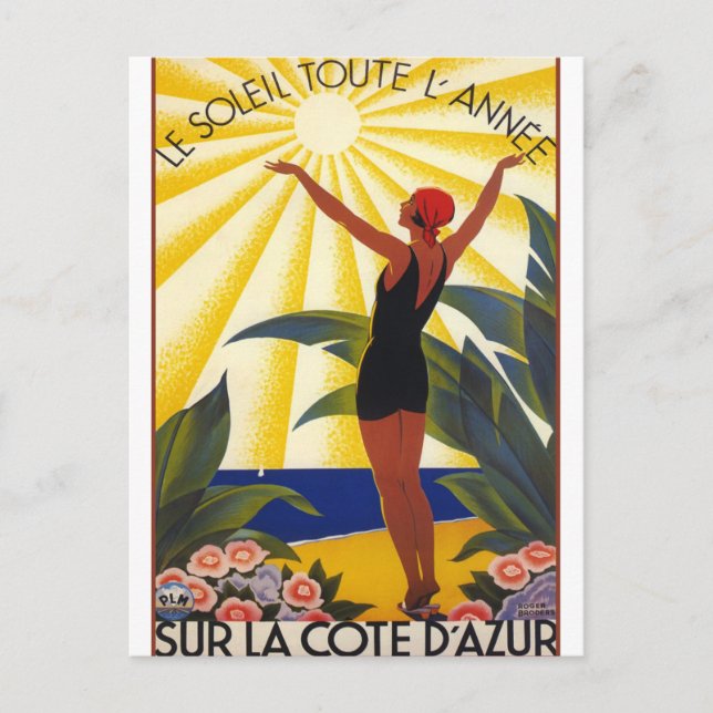 France Beach Europe Travel Vintage Postcard (Front)