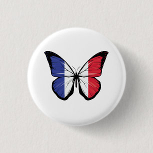 France Butterfly Flag 1 Inch Round Button
