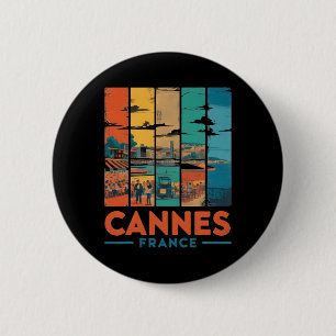 France Cannes French Riviera Beaches Vintage Trave 2 Inch Round Button