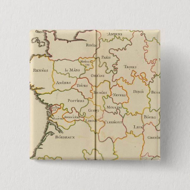 France  Capitals 2 Inch Square Button (Front)