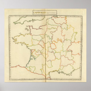 France  Capitals Outlines Poster
