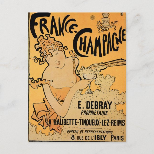 France Champagne Vintage Wine Drink Ad Art Postcard (Front)