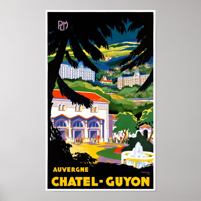 France Chatel Guyon Restored Vintage Travel Poster (Front)