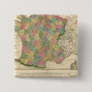 France Chronology Map 2 Inch Square Button