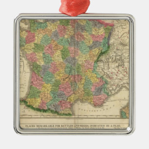 France Chronology Map Metal Ornament