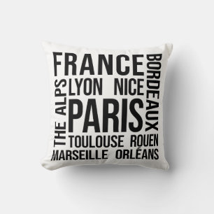 France Cities Word Art - Paris Travel Throw Pillow