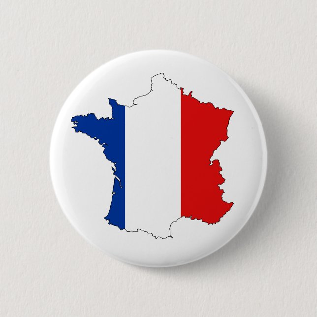 france country map flag label shape 2 inch round button (Front)