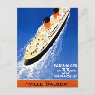 France Cruise Vintage Travel Poster Restored Postcard