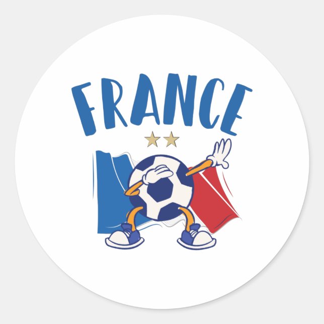 France Dabbing Soccer Ball Flag 2 stars Classic Round Sticker (Front)