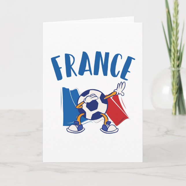 France Dabbing Soccer Ball Flag Card (Front)
