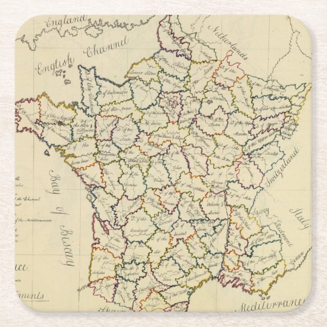 France departments square paper coaster (Front)