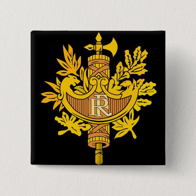 france emblem 2 inch square button (Front)