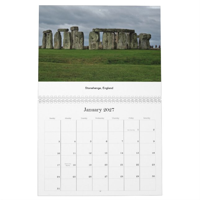 France, England, Ireland Calendar (Jan 2027)